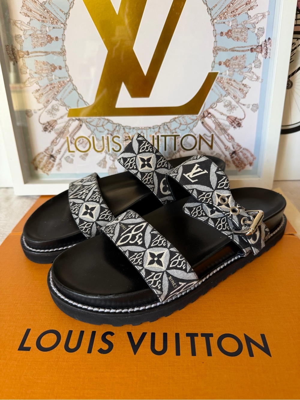 Louis Vuitton Jacquard Since 1854 Paseo Flat Comfort Sandals